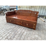 Old elm wood arhat bed with box-style cabinet doors, double-door storage arhat bed, arhat bed sofa, 