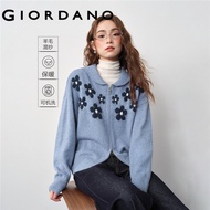 GIORDANO WOMEN Contrast flower jacquard cardigan 18355723