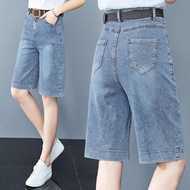 Denim Five-point Pants Women Summer Thin Style 2025 New Style Casual 5-point Shorts High Waist Loose