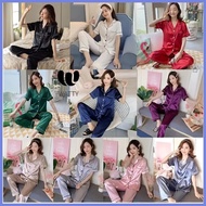◰ ♘ tokong pambahay Couple woman plus size Silk Short Sleeve Pajama Set Sleepwear for Women terno(1