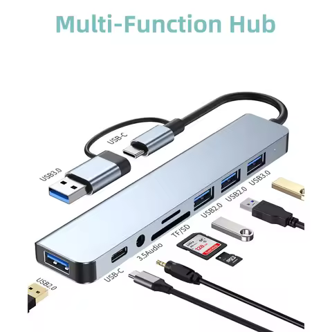 8-in-2 USB Hubs Docking Stations SD/TF Card Reader Type C to USB OTG Adapter For Tablet Mobile Phone