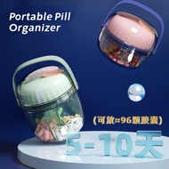 Portable Pill Organizer,Pill Box Travel Cute Medicine Organizer BPA Free Moisture Proof Medicine Container for Vitamins, Fish Oils, Supplements