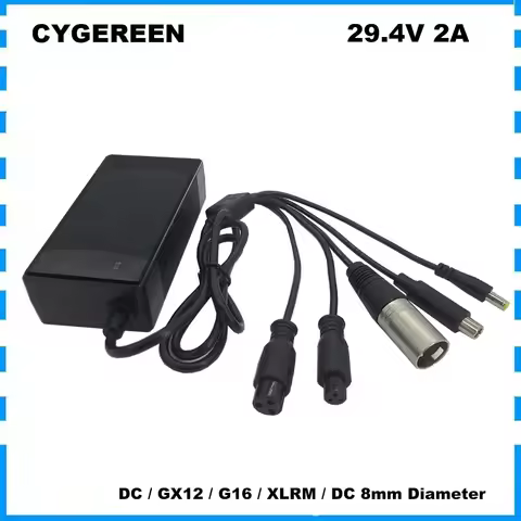 24V 2A Lithium Charger 29.4V 2A For 7S 24 V Li-ion Battery Charger DC GX12 GX16 XLRM 8 mm (OD) 5 in1