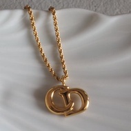 Christian Dior 迪奧 CD Logo 項鍊 金色 古董