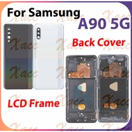 For Samsung Galaxy A90 5G A908 Battery Back Cover Full Set with Middle Frame Buttons Camera Lens Fra