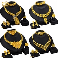 24K Dubai Gold jewelry Set European American African Popular jewelry Earrings Four-Piece Set
