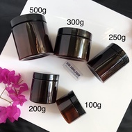 BROWN PLASTIC POT (SET of 3 jars) 500gr / 300g / 250g / 200g / 100g (SELF-ADHESIVE SEAL LINING) - Br