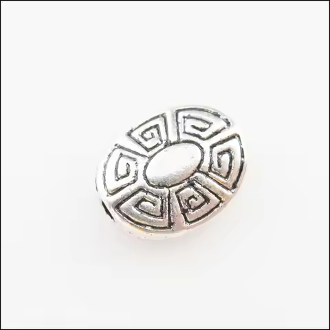 25 New Charms Tibetan Silver Tone Flower Oval Flat Spacer Beads 9x11mm