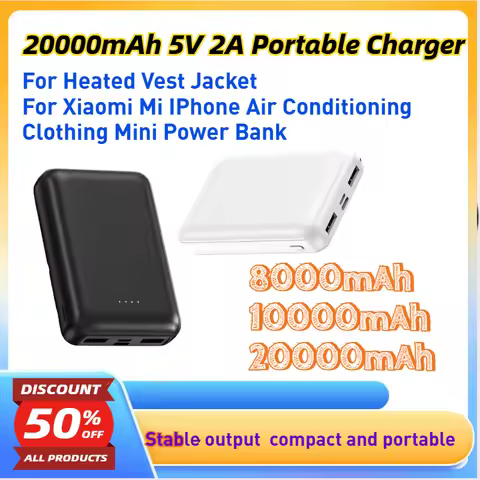 20000mAh 5V 2A Portable Charger for Heated Vest Jacket for Xiaomi Mi IPhone Air Conditioning Clothin