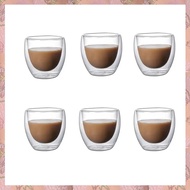 [h3w732xnj.ph] 6PCS Clear Double Wall Glass Coffee Mugs Insulated Layer Cups Set for Bar Tea Milk Ju
