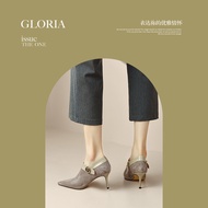 2025 Pointed Toe Daily New Style Shoes High Heels Retro Solid Color Women's Shoes fashion Matching T