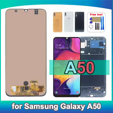 New LCD for Samsung Galaxy A50 Display Touch Screen Digitizer Replacement Assembly with Frame for Sa