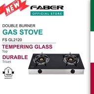 Faber Double Burner Gas Stove FS GL2120 7.4kW Tempering Glass Dapur Gas