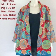 Vest Blazer Cardigan Rompi Outer Batik Wanita Jumbo Lengan Panjang