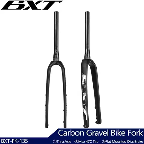 BXT Full Carbon Gravel Bike Fork, 700C Disc Brake, MTB Carbon Fork, 27.5er Thru Axle, Road Bicycle, 