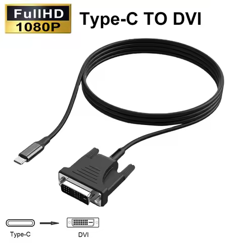 USB C to DVI Monitor Cable Thunderbolt 3 Type C USB C to DVI adapter Cord for Iphone 15 Pro Max Macb