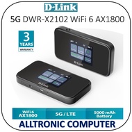 D-Link DWR-X2102 5G/LTE 4G/LTE Mobile Travel WiFi 6 Router/5G NR MIFI /Hotspot with LCD Touchscreen Nano Sim Slot Dlink