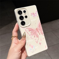 Pink Butterfly Phone Case For Tecno Spark Go 1 1s Camon 40 Pro 5G Pova 6 Leather Texture TPU Soft Ca