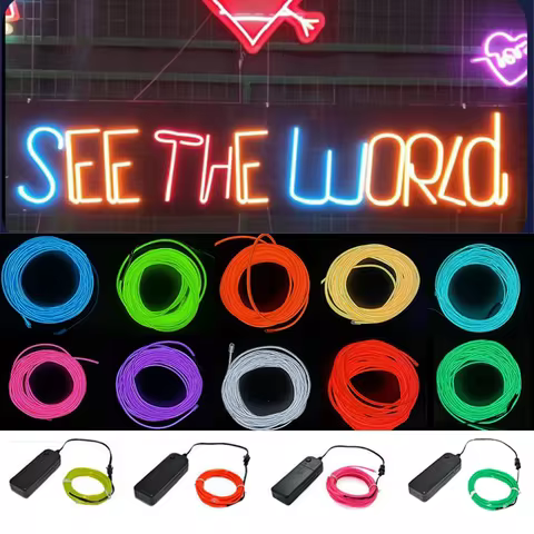 10/5/3/1M EL Wire Cable LED Neon Christmas Dance Party DIY Costumes Clothing Luminous Light Decorati