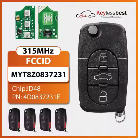 Keyless OEM 4 Buttons Car Key Fob Remote for 1997 - 2005 Audi A4 A6 A8 S4 S6 S8 TT More MYT8Z0837231