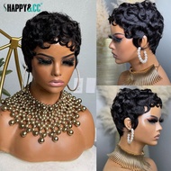Curly Pixie Cut Short Wigs Human Hair Wig for Black Women Natural Black Bob Wig Remy Hair Full Machi