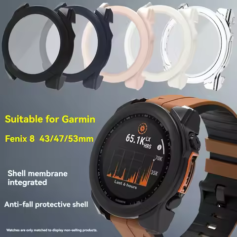 Glass+PC Case for Garmin Fenix 8 51mm 47mm 43mm AMOLED Solar Screen Protector Tempered Glass Protect