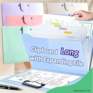 2in1 A4/Long Size Expanding File Folder With Clipboard Folder Organizer 8 Pockets Document Storage