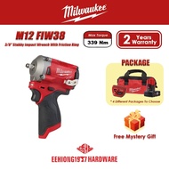 MILWAUKEE M12 FIW38 FUEL™ 3/8" Stubby Cordless Impact Wrench With Friction Ring 339Nm M12FIW38