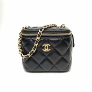 CHANEL CF金球金珠盒子包鏈條包化妝包黑色羊皮31開金扣肩背包