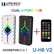 UPSIREN U-H8 ARGB PWM Fan Hub 5V 3-Pin 4-Pin Controller