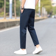 Mid-Waist Slim-fit Ankle-Length Pants Men Youth Pants Men Pants Summer Thin Men Casual Pants