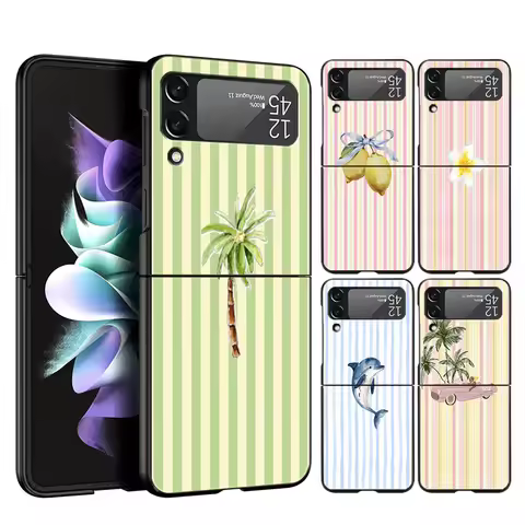 Hard PC Phone Case For Samsung Galaxy Z Flip 7 6 5 4 Black Cover For Galaxy Z Flip 3 Foldable Bag Tr