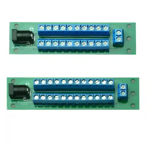 16Amp 24V 2x10 and 2x 12 Position Terminal Block Distribution Module With DC5.5 X 2.1 Plug Power Dis