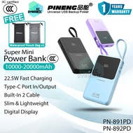 【3C Certified】Pineng PN891 10000mAh Powerbank Fast Charging Pawer Bank Pineng PN892 20000mAh Powerba