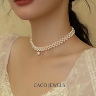 CACO Freshwater Pearl Choker Necklace 18K Gold Plated 925 Silver "Royal" (1 Piece)