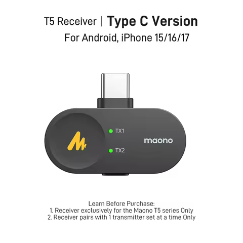 maono Wave T5 Accessories Camera Lightning Type C Receivers for T5 Wireless Microphone Wireless Lape
