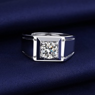 Petchara Jewelry แหวนเพชรโมอีสผู้ชาย 1 กะรัต เงินแท้ S925 น้ำ 100-98 D-VVS1 : F2013