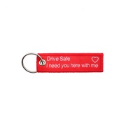 Safe Drive Safe Double-Sided Woven Mark Car Keychain Bag Pendant