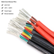 Square 0.3 0.5 0.75 1 1.5 2 2.5 4mm Ultra Soft Silicone Rubber Cable 2 3 4 Cores Insulated Flexible Copper High Temperature Wire
