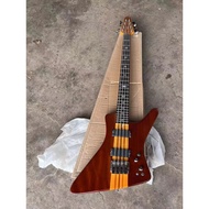 Custome Shop 8 String Electric Bass Guitar 24 Fret Neck Thru Body Rosewood Fingerboard Brown Natural