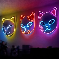 Demon Slayers Mask LED 3Pcs Japanese Fox Mask Anime Merch Glowing Masks Halloween Costume Cosplay Ma