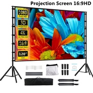 Projector with Stand 120 Inch Foldable 16:9HD Portable Projection Screen for Home Office Theater Cin