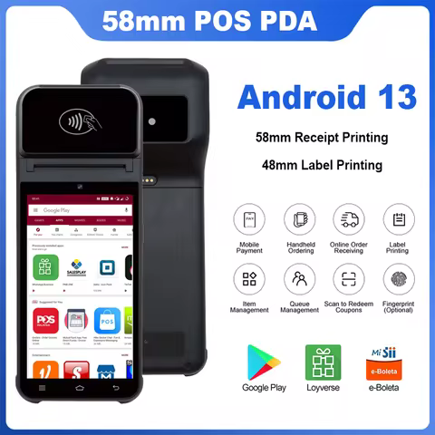Android 14/13/11 Handheld Terminal POS Printer Portable 58mm Thermal Receipt Printer 4G NFC Ticket B