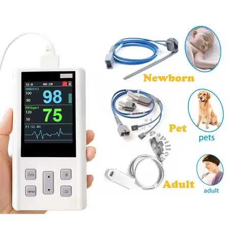 Handheld Pulse Oximeter Monitor for Heart Rate and Oxygen Saturation with Veterinary Medical SPO2 wi