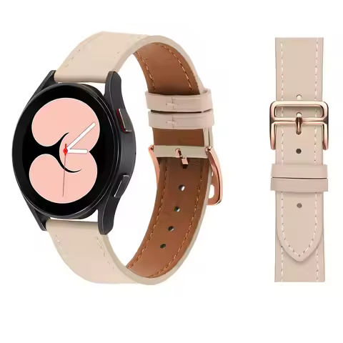 Leather Band For Samsung Galaxy Watch 6 Classic 43mm 47mm / 5 Pro /Galaxy Watch 6 5 4 40mm 44mm Rose