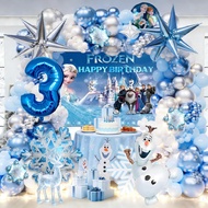 73pcs/set Frozen Theme Blue Silver Balloons Garland Arch Kit with Backdrop Cloth Banner and Olaf Foi