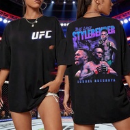2026 UFC Israel Adesanya Baju-T Grafik Pertarungan Wanita Sukan Kapas Lengan Pendek Longgar Baju Kec