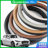 Black Genesis G70 Round Steering Wheel Cover Quilted Line Soft Touch Car Cover