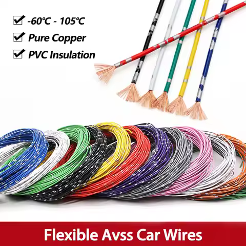 5/10M Automotive Wires AVSS 24 22 20 18 16 14 13AWG OFC Oxygen-free Copper Thin PVC Insulation Speak