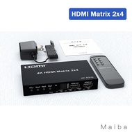 HDMI Matrix 2X2 4X2 Matrix HDMI Switcher 4 In 2 Out พร้อมออปติคอล3.5มม. ออดิโอออก4K 60Hz 2x 4สวิทซ์แ